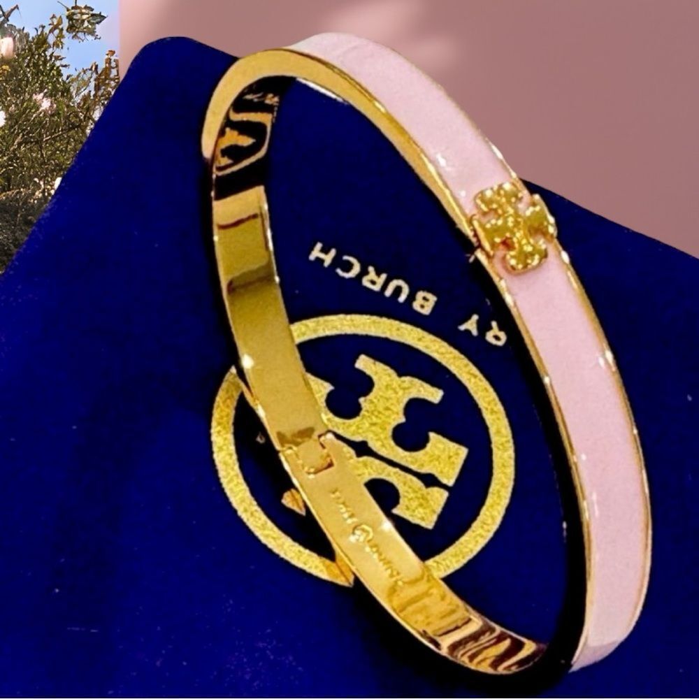Tory Burch Gold/Pink orchid Kira Hinge Bracelet